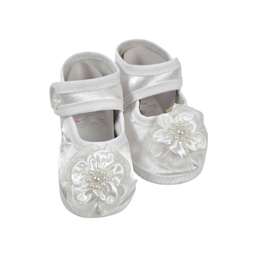 Tip Top White Christening Baptism Baby Girl Ballerina Shoes, 3-6M,